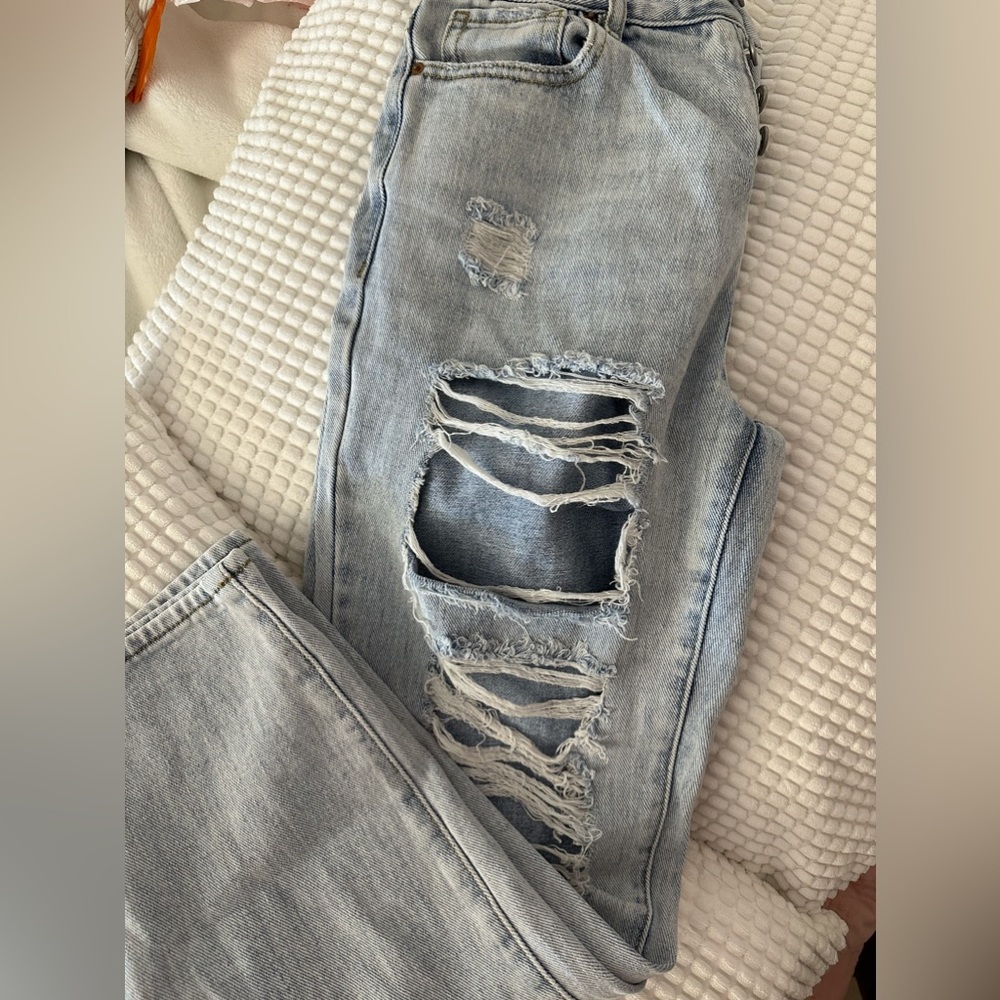 Pacsun High Rise Straight Leg Ripped Jeans